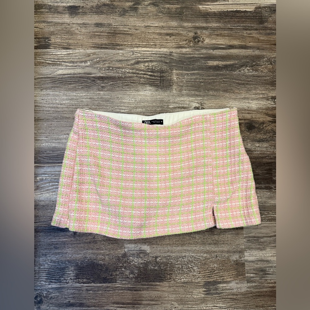 ZARA Textured Tweed  Skort High Waist